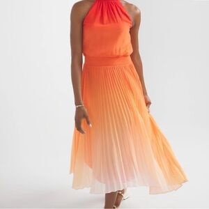 NWT White House Black Market Orange Ombre Accordion Dress.    Size 6. Prom
